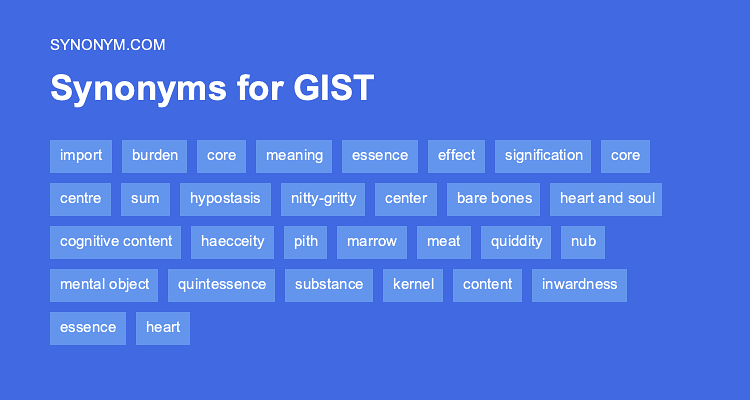 Another Word For GIST Synonyms Antonyms Another Word For GIST Synonyms Antonyms