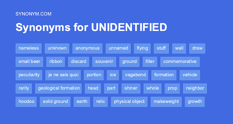 Another Word For UNIDENTIFIED Synonyms Antonyms