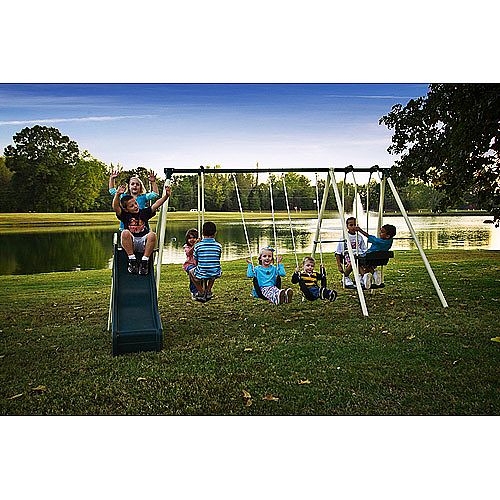 How to Secure a Metal Swing Set in the Ground with Concrete | eHow