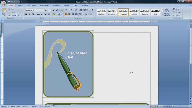 how to print a birthday card in word
