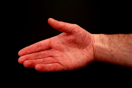 The carpal tunnel area in the wrist
